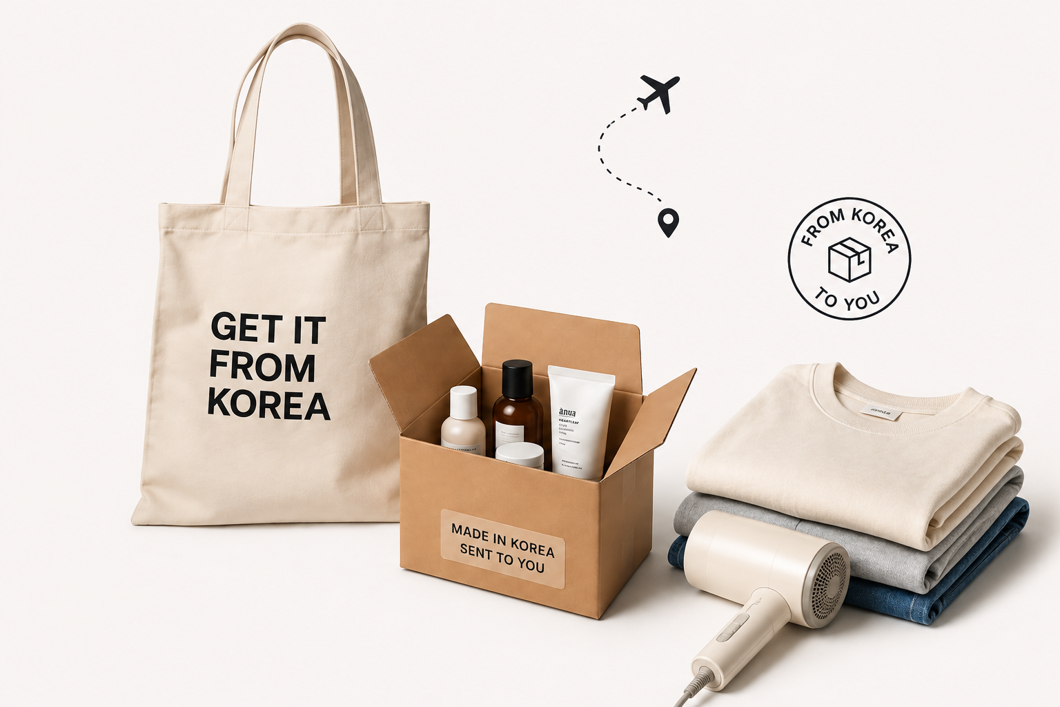 Korean shopping products including beauty, fashion and small appliances