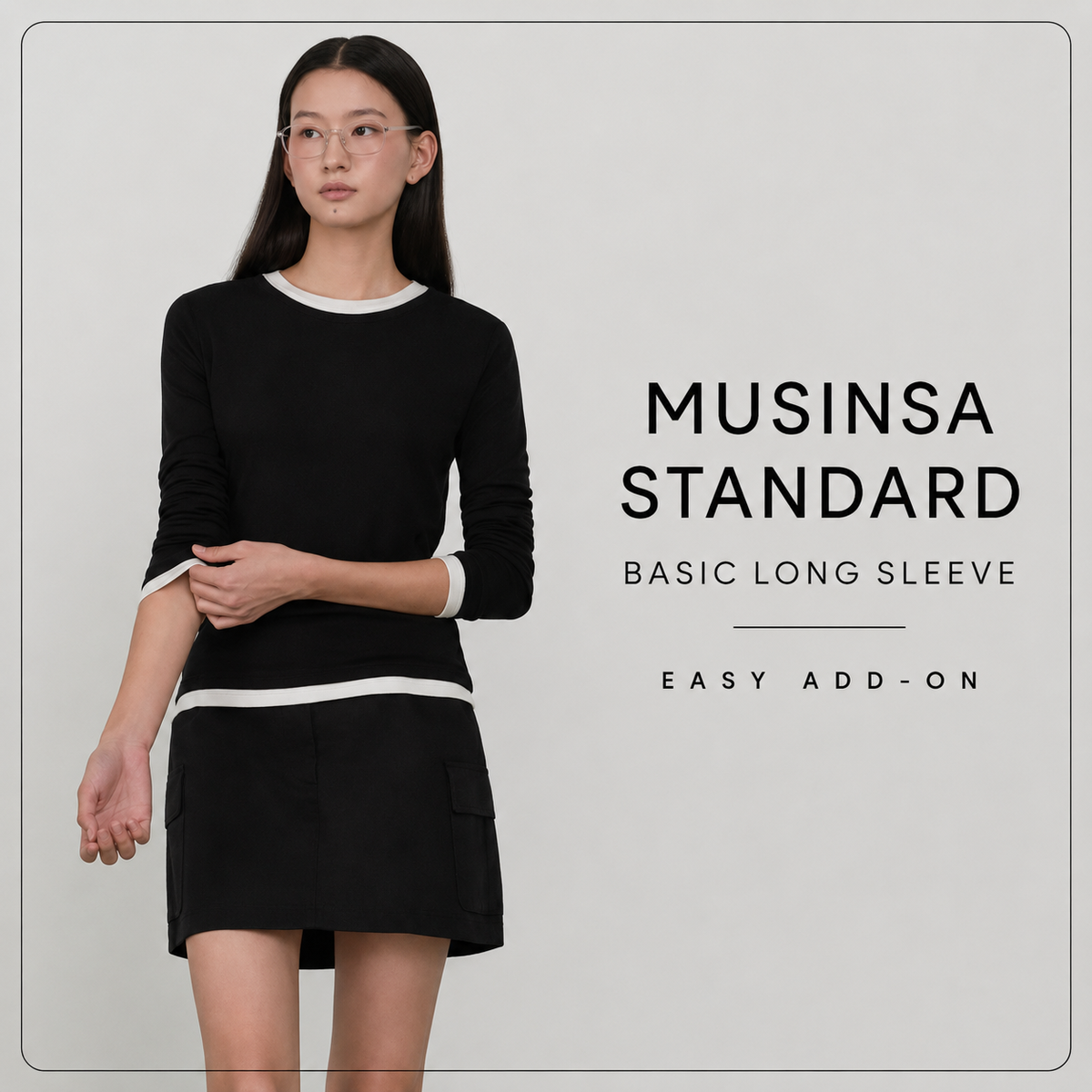 MUSINSA STANDARD — Contrast Basic Long Sleeve T-Shirt